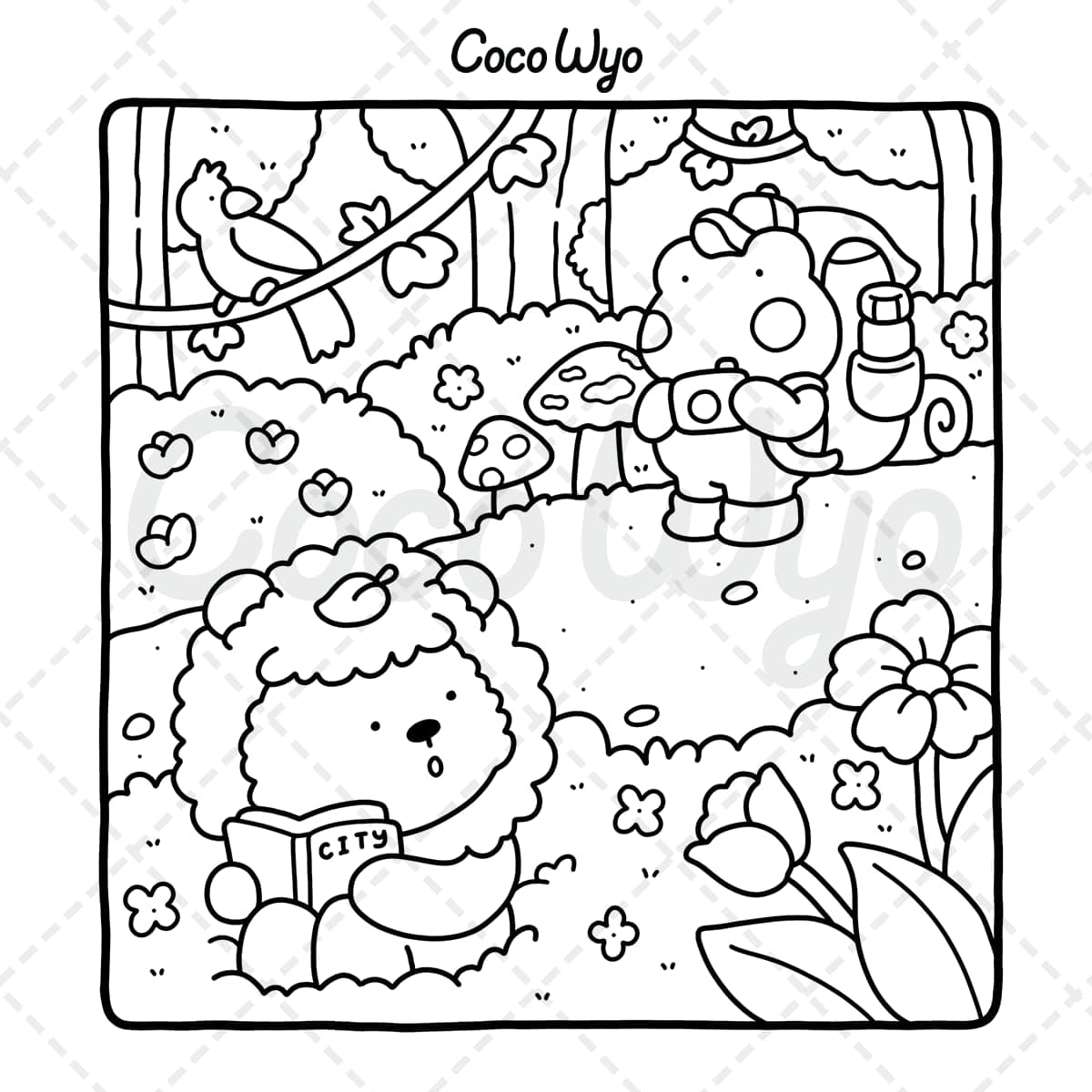Little Cuddles: Coloring Book for Adults and Teens Featuring Cute Animal Friends for Relaxation thumbnail 9