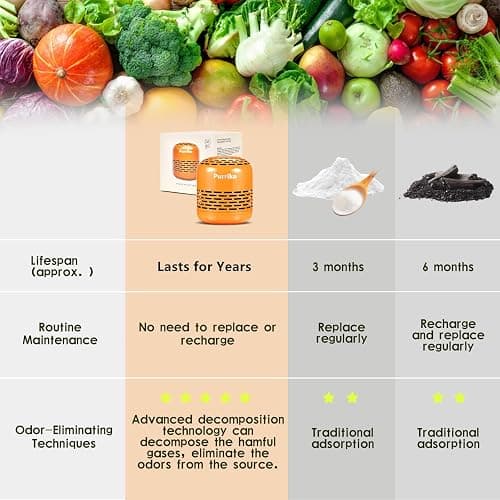 Purriko Refrigerator Deodorizer, Long-Lasting Fridge Odor Eliminator | Replaces Baking Soda and Activated Carbon, Reusable Fridge Deodorizer, Orange thumbnail 4