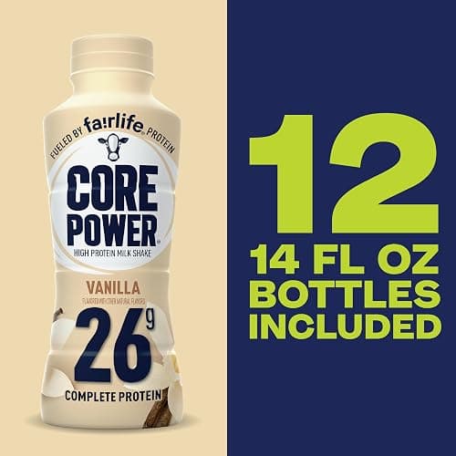 Core Power Protein Shake, Vanilla, 26g Bottle, 14oz, 12 Pack thumbnail 4