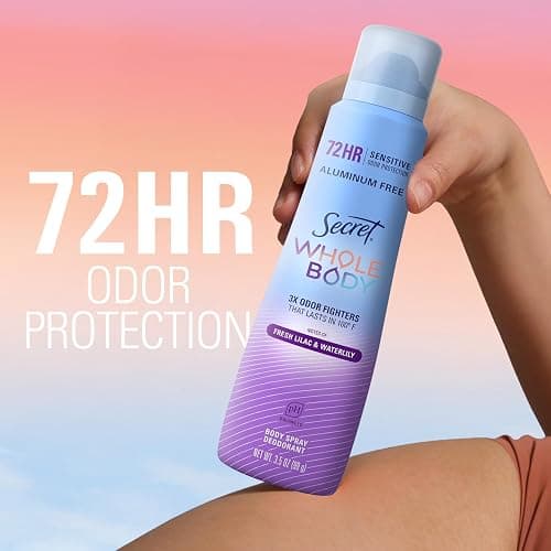 Secret Aluminum Free Whole Body Deodorant Spray for Women, 72hr Sensitive Freshness & Odor Defense, PH Balanced, Invisible Protection, Safe to Use Everywhere, Fresh Lilac & Waterlily Scent, 3.5 oz thumbnail 3