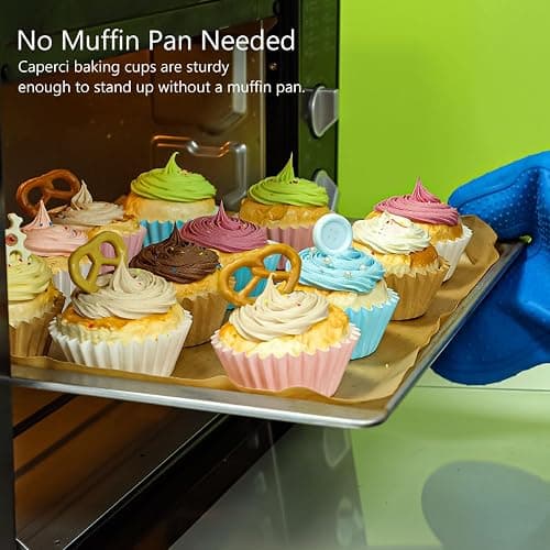 Caperci Grease-Resistant Standard Pink Cupcake Liners 150 Counts - Heavy Duty Paper Muffin Baking Cups, Odorless, No Muffin Pan Needed, Easily Peels (Pink) thumbnail 5