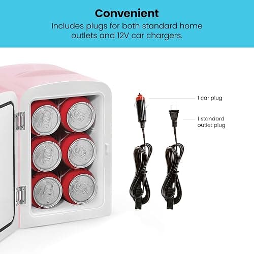 Chefman - Iceman Mini Fridge, 4 Liter/6 Can, Portable, Provides Compact Storage For Skincare, Snacks, Beverages and More, Cooler and Warmer Personal Fridge, Home/Car/Bedroom, Pink thumbnail 7