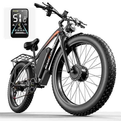Electric Bike for Adult, 32Ah 52V Dual Motor Ebikes, 51MPH Peak 5000W Electric Bike Fastest Ebike, 130 Miles Electric Bicycle, 26” Fat Tire Mens E Bike, Hydraulic Disc Brake, Front Suspension 7 Speed - Image 1