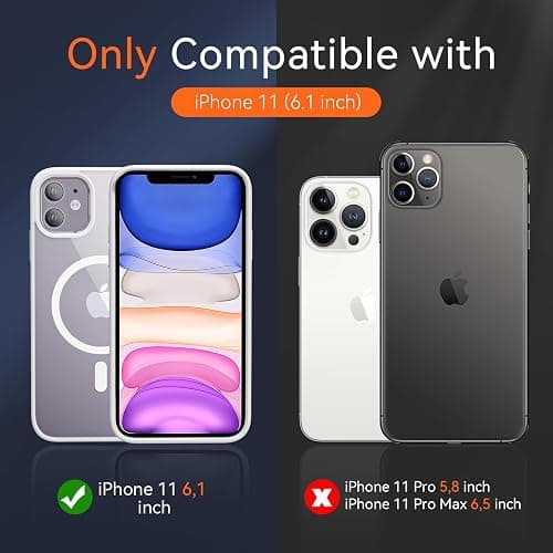 ottpluscase for iPhone 11 case, iPhone 11 Phone case for MagSafe with Screen Protector, Military-Grade Protection, Transparent Back Hybrid Magnetic Slim Phone Cover for iPhone 11 6.1", White thumbnail 2