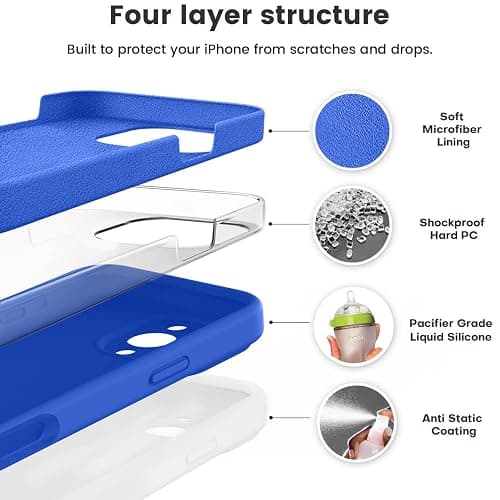 Vooii Compatible with iPhone 16 Pro Case, Liquid Silicone Upgrade [Camera Protection] [Soft Anti-Scratch Microfiber Lining] Shockproof Phone Case for iPhone 16 Pro 6.3 inch - Klein Blue thumbnail 2
