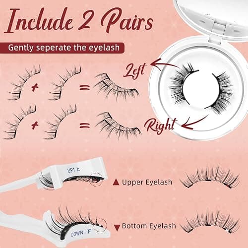 Magnetic-Eyelashes with Applicator, Higu clace Magnetic-Lashes No Glue or Eyeliner Needed, 1 Pair Reusable Eye Lash Kit Natural Look, False Eyelash Easy to Wear and Remove(STYLE F2) thumbnail 2