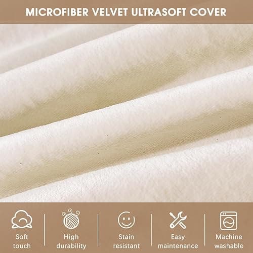 Bean Bag Chairs for Adults - Memory Foam Furniture BeanBag Chair - Teens Sofa with Soft Micro Fiber Cover - Round Fluffy Couch for Living Room Bedroom College Dorm,Medium,White thumbnail 5