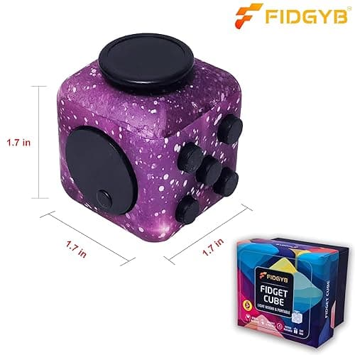 FIDGYB Cube Fidget Stress Relief Toy for Adults & Kids, Smooth, Quiet Sensory Toy for Anxiety, Focus & ADHD Idea[Starry] thumbnail 4