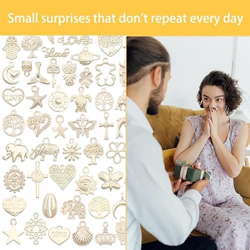 100Pcs Charms for Jewellery Making,Gold Charms for Crafting,Bulk Vintage-Inspired Jewelry Charm Set,Mixed Enamel Pendants for Bracelet Making,Necklace DIY,Earrings&Bag Accessories Craft Party Supplies thumbnail 3