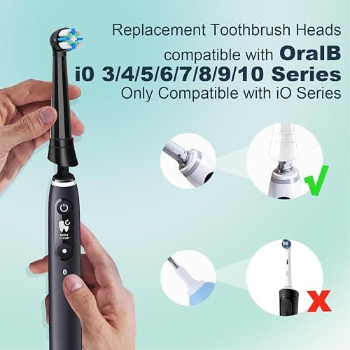 8Count Replacement Toothbrush Heads Compatible with Oral B iO Series 2/3/4/5/6/7/8/9/10 Electric Toothbrush,Medium Bristles for Effective Plaque Removal(Black) thumbnail 4