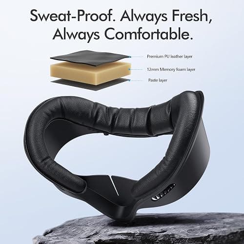Face Pad for Meta Quest 3S Facial Interface for Oculus Quest 3S Accessories Vr Face Cover Replacement with Sweet-Proof PU Leather Foam Cushion Black thumbnail 3