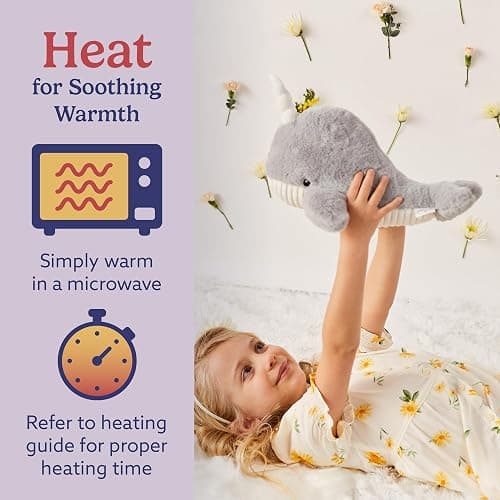 warmies Microwavable & Weighted Stuffed Animals, Narwhal - Heated Stuffed Animal Plushie for Warmth & Comfort - Cute Soft Plush Toys for Adults & Children (Boys, Girls, Babies & Toddlers) thumbnail 4