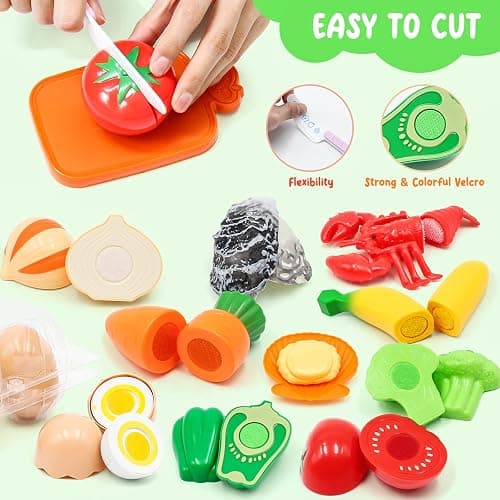 37Items 59Pcs Kids Pretend Play Kitchen Accessories Set, Stainless Steel Play Pots and Pans Sets for Kids, Cooking Utensils, Play Food Pizza Knife Kitchen Playset Toys Gift for Boys Girls Toddlers thumbnail 4