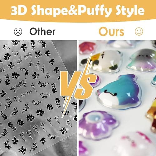 Bayurht 6 Sheets 3D Puffy Stickers 280+ PCS Resin Kawaii Sticker Butterfly Flower Animal Cute Stickers Decorative Resin Sticker for Scrapbooking Journals Laptops Phone Case thumbnail 4