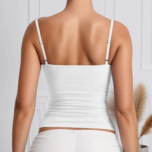 Women's Basic Double Lined Scoop Neck Tank Tops Adjustable Cami Tank Summer Sleeveless Tops 2025 Elegant thumbnail 3