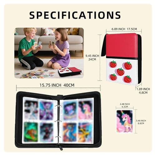 Collectible Trading Card Albums,4 Pocket Card Binder, 400 Double Sided Pocket,PU Premium Zip Trading Card Binder for TCG, MTG,Sports Cards (Purple White) thumbnail 2