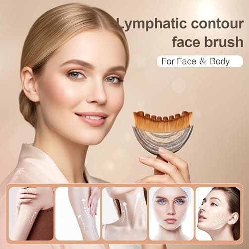 Lymphatic Contour Face Brush, Ergonomic Lymphatic Drainage Massager, Natural Makeup Brushes with Gentle Bristles, Hypoallergenic Manual Facial/Body Brush for Sculpting thumbnail 2