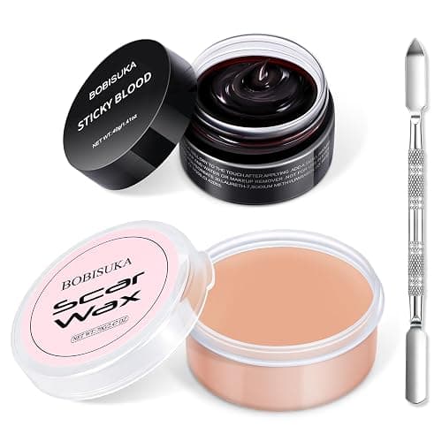 BOBISUKA Special Effects SFX Makeup Kit,Scar Wax & Fake Blood Gel & Spatula | Create Realistic Scars, Cuts, Burns & Wounds for for Halloween Cosplay Zombie Make Up, Non-toxic, Large Capacity - Image 1