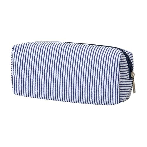 Pencil Case Cute Large Capacity Fashion Simple Pencil Pouch Aesthetic Stripe Pen Bag with Practical Smooth Zipper Small Portable Cosmetic Organizer Stationery Pouch for School and Office Supplies (F) - Image 1