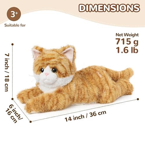 Orange Tabby Cat Stuffed Animals, Microwavable Stuffed Animal Adorable Fluffy Cat Plush for Warmth & Comfort, Heatable & Coolable Lavender Scent Cat Toys, Cute Soft Plushies Cat Gifts for Kids & Adult thumbnail 3