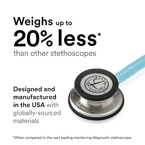 3M Littmann Classic III Monitoring Stethoscope, 5912C, More Than 2X as Loud, Weighs Less, 27" Marine Blue Satin-Finish Tube for Added Comfort, Flexibility and Cleanability thumbnail 7