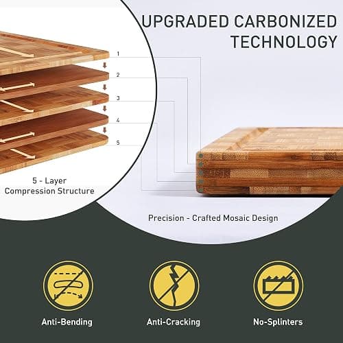 Bamboo Cutting Board Non Slip Heavy Duty Over Sink Wooden Wood Cutting Board for Kitchen Chopping Board Edge Grain Teak Smart Marble Flexible Round Stone Metal thumbnail 5