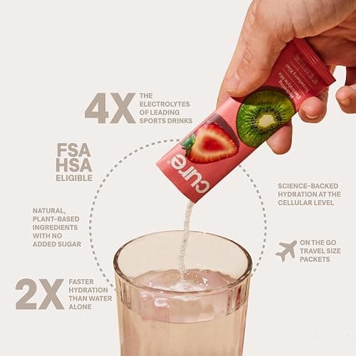 Cure Hydration | Plant-Based Electrolyte Drink Mix | No Added Sugar | FSA-HSA | Dehydration Relief Powder Made with Coconut Water | Non-GMO | Vegan | Pouch of 14 Packets - Tropical Punch thumbnail 3