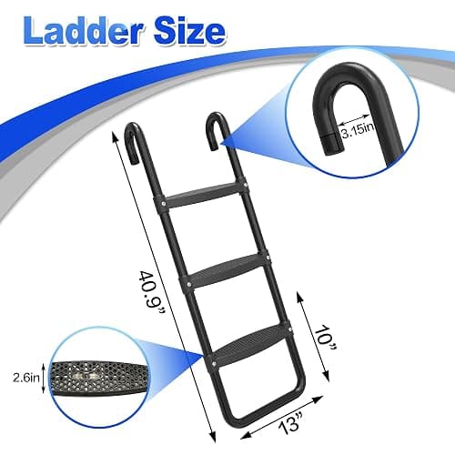 Polwkscas Universal Trampoline Ladder Slide kit, Trampoline Ladder with Slide for Children Kids 3 Step Wide Trampoline Safety Ladder Stairs and Strong Tear Resistant with Cushioned Sections Slide thumbnail 5