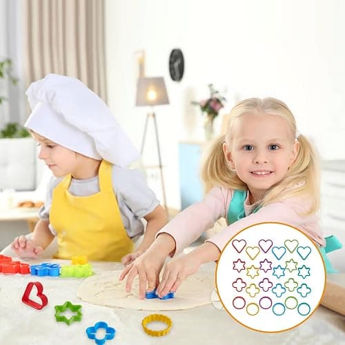 HiempTru Cookie Cutter Set 24 PCS, Heart Star Round Shapes Cookie Cutters Mold Plastic Homemade Mini Biscuit Cutters Sandwich Cutter for DIY, Kitchen, Baking, Birthday, Pancake Maker Supplies 2 Inch thumbnail 2