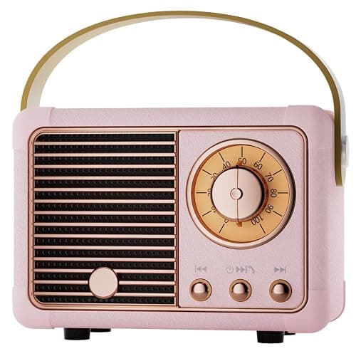 Caulikine Retro Bluetooth Speaker Portable Girls Birthday Presents Wireless Speaker Vintage for Women,Her,Girls,Teenage Gifts, Room Decor Portable for Travel Indoor&Outdoor (Pink) - Image 1