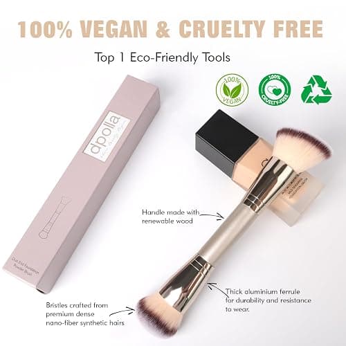 Dual-Ended Foundation Brush: Round & Angled Pro-Grade makeup brushes, 100% Vegan Synthetic Makeup Brush for Flawless Blending and Application of Liquid, Powder, Cream, Blush thumbnail 6