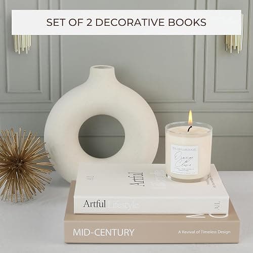 Aesthetic Decorative Books Set of 2 - Stylish Boxes for Coffee Table Decor | Beautiful Modern Home Decoration for Your Bookshelf or Mantel Decor - Fake/Faux Books as Photo Storage and Keepsake Box thumbnail 3