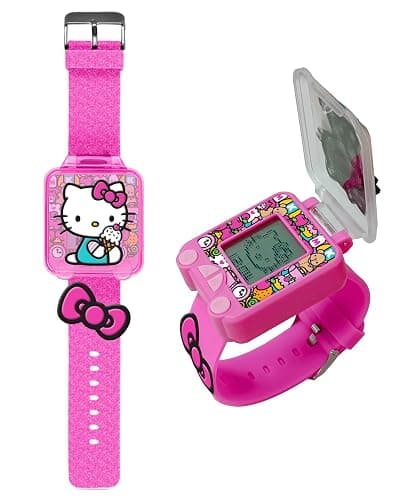 SRV Hub Hello Kitty Kids Educational Smart Watch - Girls Digital Watch with 5 Fun Learning Games, Timer, Alarm, Stopwatch, 10 Clock Faces, Blue Silicone Strap – Ages 4+ thumbnail 4