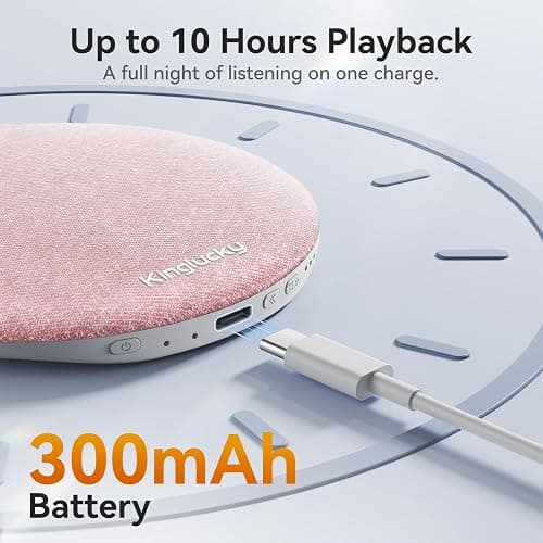 Kinglucky Pillow Speaker for Sleeping, Mini Bluetooth Speaker Under Pillow with Built-in Pink Noise White Noise Sound Machine for Sleeping, Headphone-Free Sleep Speaker for Side Sleeper Pink thumbnail 6