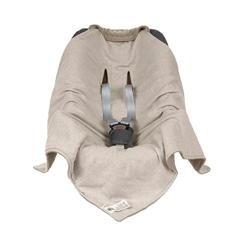 LÄSSIG Baby Strickdecke für Autositz Autositzdecke Einschlagdecke Babyschale 100% Bio-Baumwolle GOTS taupe thumbnail 2