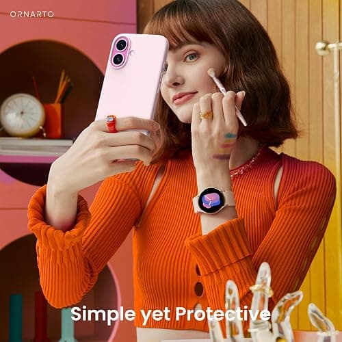 ORNARTO Compatible with iPhone 16 Case 6.1", Slim Liquid Silicone 3 Layers Full Covered Soft Gel Rubber Shockproof Phone Case, Protective Cover with Anti-Scratch Microfiber Lining-Chalk Pink thumbnail 6