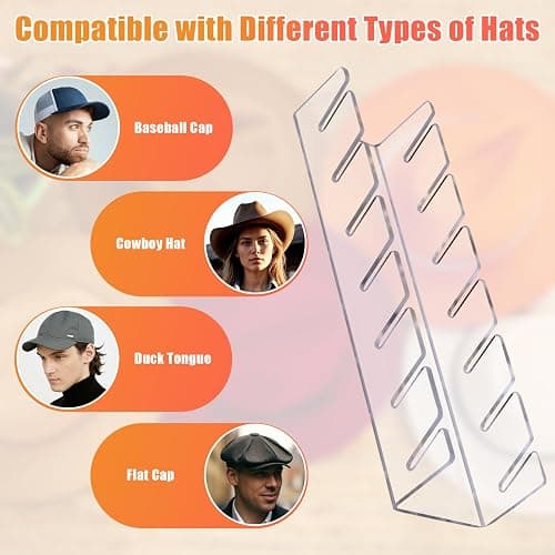 Hat Stand for Baseball Caps, 2 Pack No Install Acrylic Hat Organizer for 14 Baseball Caps Storage Organizer, Hat Racks Hat Holder Display and Organization for Closet, Bedroom, Dresser (Clear-2Pack) thumbnail 4