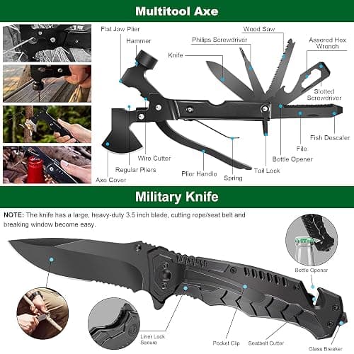 Emergency Survival Kit and First Aid Kit, 142Pcs Professional Survival Gear and Supplies Equipment with Molle Pouch, Gift for Christmas Men Dad Husband Camping Hiking Hunting Outdoor Adventure thumbnail 3