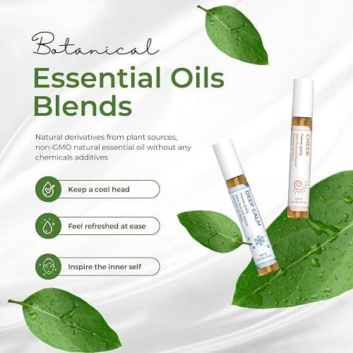 Essential Oil Set (Deep Calm, Cheer, ClearMind), Aromatherapy Roll On Blends for Massage, Body Care & Home Use, Great Fragrance Roller Gift for Men & Women thumbnail 2