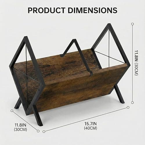 Lifegogo Vinyl Record Storage Rack: Wooden Metal 80 LP Vinyl Records Display Rack Brown Record Storage Holder with Adjustable Divider for Albums CDs Magazine Books Files thumbnail 2