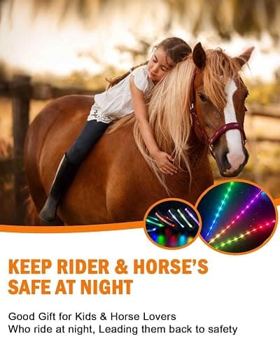 5pcs LED Horse Breastplate Collar & Leg Band, 7 Colors in 1 Light up Horse Tack Set, USB Rechargeable LED Horse Harness & Leg Strap - Added Visibility & Safety for Night Horse Riding thumbnail 6
