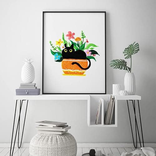 Louise Maelys Embroidery kit with Cat Plant Stamped for Starters, Cross Stitch Kits for Beginners Adults, Include Embroidery Cloth, Hoop,Needles,Instruction and Threads thumbnail 6