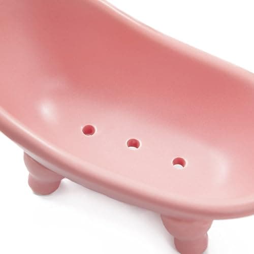 1 Piece 5.6" Colorful Ceramic Mini Clawfoot Bathtub Soap Dish Decortative Soap Dish Small Planter Makeup Organizer Container Hamster Bathtub（Pink） thumbnail 6