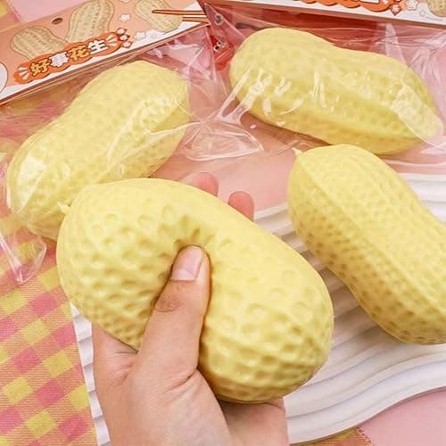 Peanut Squishies Toys,Peanut Squishies Slow Rising Stress Relief Toy,Squeeze Dough Ball Stress Relief HandToys,TabaSquishies for Easter Gifts,Cute Anxiety Relief Toys, for Adults (Yellow-1pcs) thumbnail 2