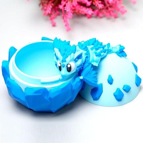 LUYUCUBE Colourful 3D Printed Dragon Egg,Little Dragon Inside Egg,Flexible Realistic Articulated Animal Fidget Toys,Mystery Figurines Gifts,Executive Desk Décor and Festival Collectible (Diamond) thumbnail 2