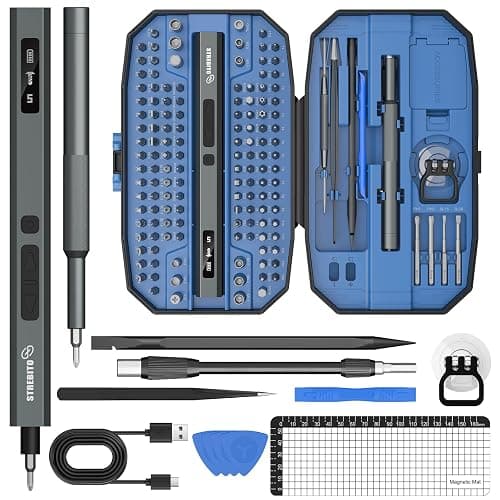 STREBITO 155 in 1 Electric Screwdriver Set, Small Electric Screwdriver Cordless with 140 S2 Magnetic Bits, Electronic Power Screwdriver Repair Tool Kit for RC, Computer, Pc Building, Laptop(Upgraded) - Image 1