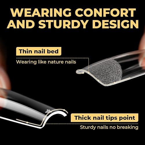 UNA GELLA Extra Long Square Nail Tips Pre-filed 240Pcs Square Gel Nail Tips | No C Curve XXL Long Press on Nails Full Cover Straight for Nails Extension Home DIY Salon 12 Sizes thumbnail 6