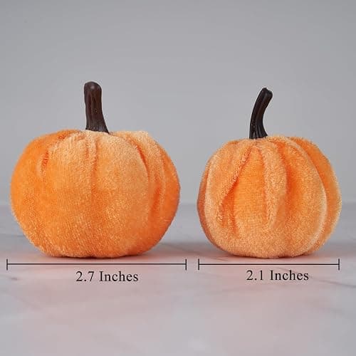 Diahom Pumpkin Decor 12pcs Artificial Velvet Fall Thanksgiving Decoration thumbnail 2