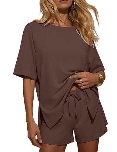 Ekouaer Two Piece Sets for Women Summer Lounge Short Sets Moisture-Wicking Casual Airport Travel Matching Outfits - Image 1
