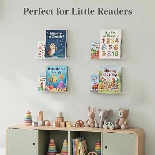 Lifewit Acrylic Floating Shelves for Bathroom 14" Clear, 4 Pack | Wall Mounted Display Shelf for Makeup, Skincare, Nail Polish, Book, Perfume Organizer for Bedroom, Living Room, Nursery Decor thumbnail 10